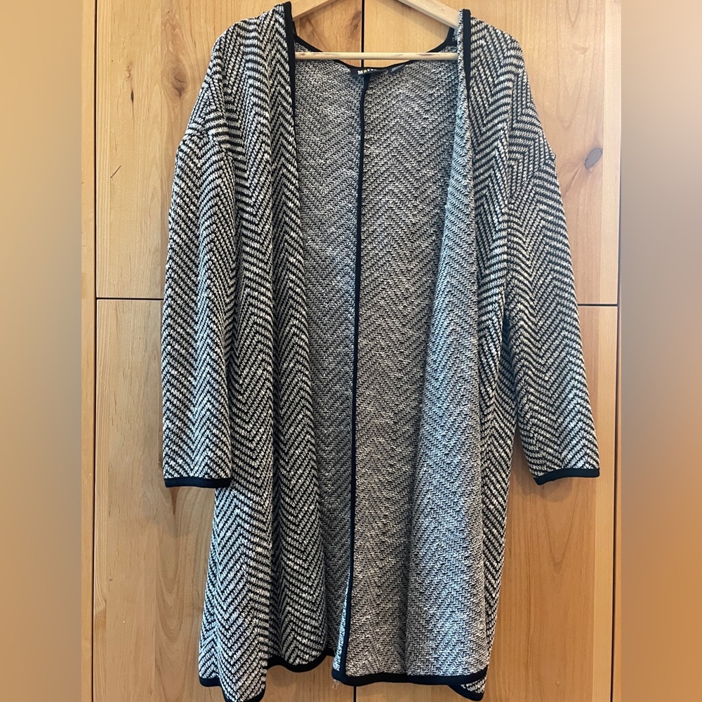Maeve Anthropologie Black and White hooded long Cardigan